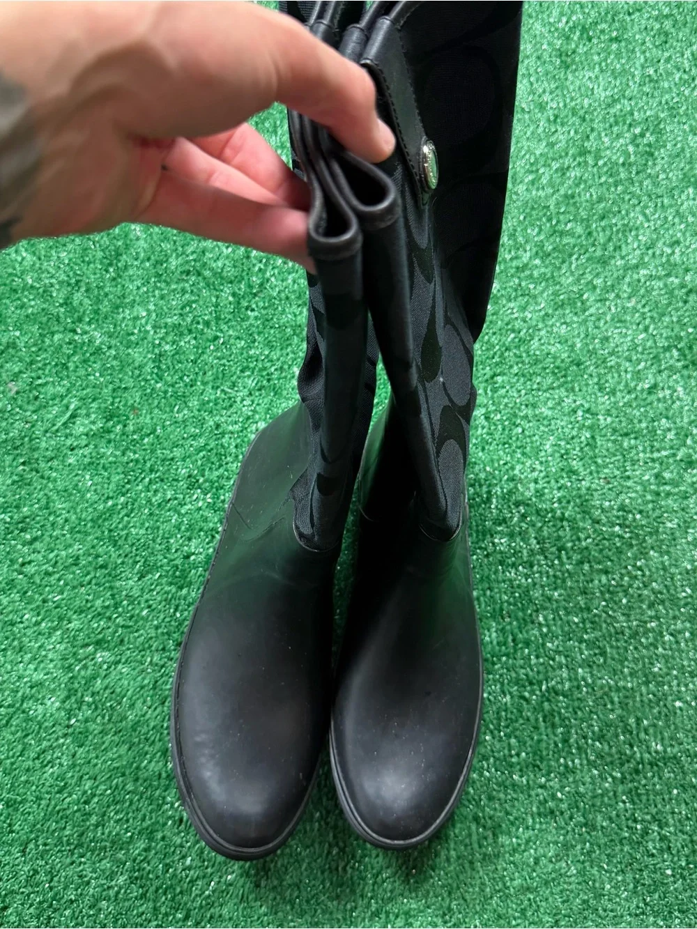 Coach Black Signature Rain Boots